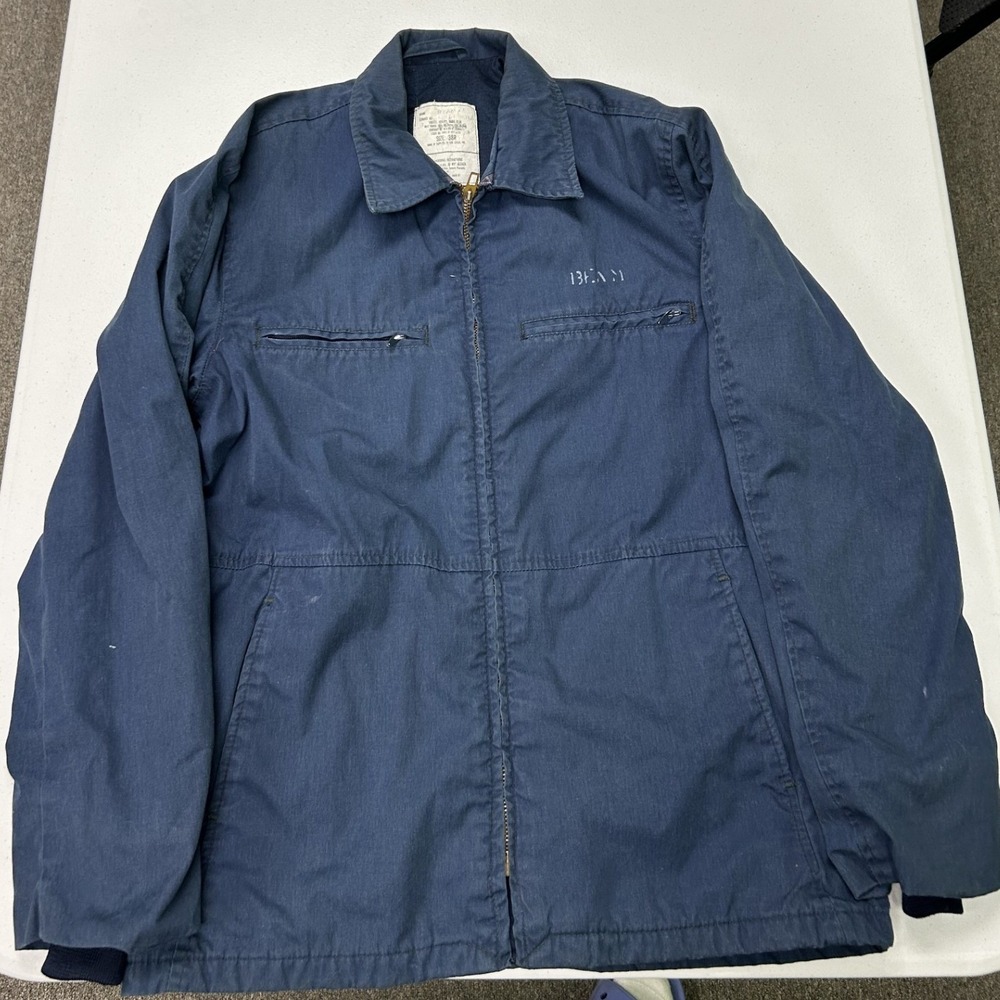 So-Sew Style Utility Jacket Mens 38R Blue Vintage 80s US Navy Military DLA100-87